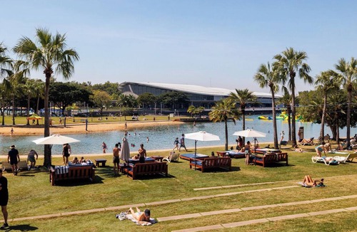 Darwin City Centre Apartment | Delightful Waterfront Lagoon Views + Restaurants