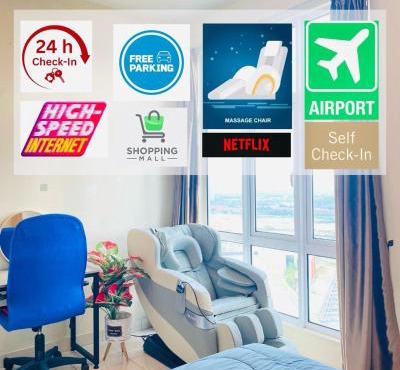 Mesahill Studio King PoolView With New FullBody Massage Chair Above Shopping Mall, Bowling & Cinema, 5 Minutes to USIM, Nilai - 24H Self and Easy Check In